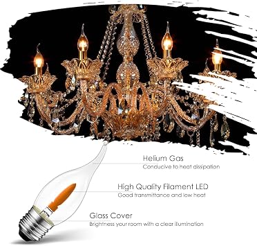 LVWIT E27 Flame Light Bulb Warm White 1 W Flame Effect Light T35 Flickering Lamp LED Flickering Light for Home Garden Bar Halloween Christmas Replaces 3 W Incandescent Bulbs 1800 K Pack of 6