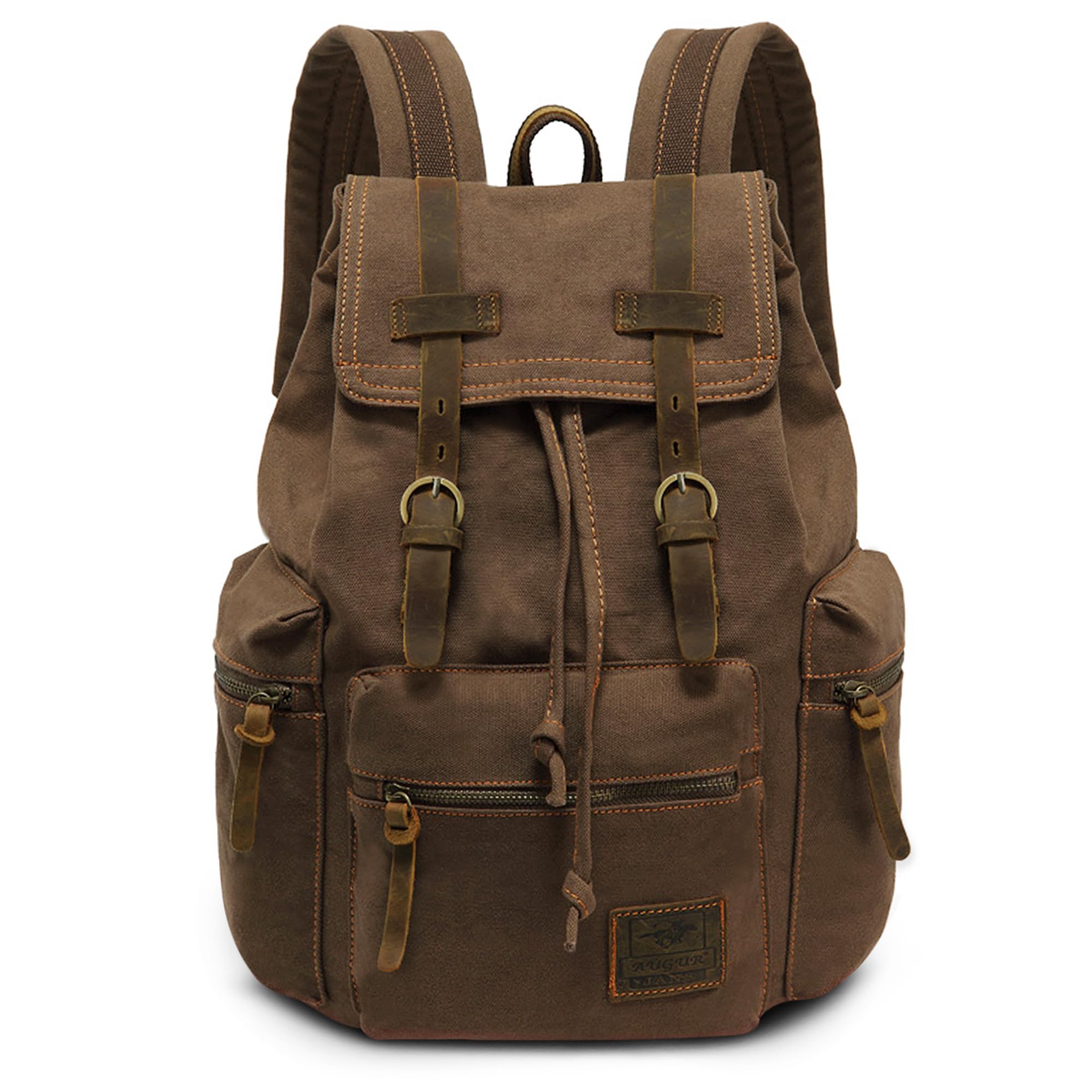 VARLIVOO Vintage Canvas Rucksack Herren mit Klappe 14 Zoll Laptop