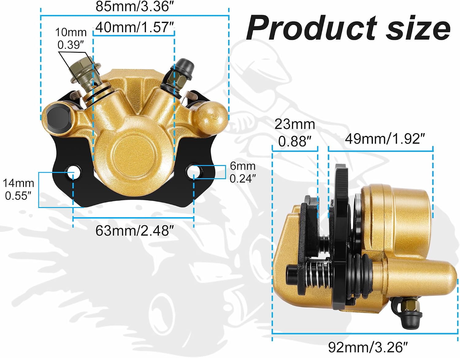 RUTU Rear Brake Caliper Go Kart Brake Kit with Brake Pads for 90cc 110cc 125cc 150cc 200cc ATV Go Kart Taotao Four Wheeler 6.5HP KT196 Yerf Dog 6.000.028 Dune Buggy Taotao