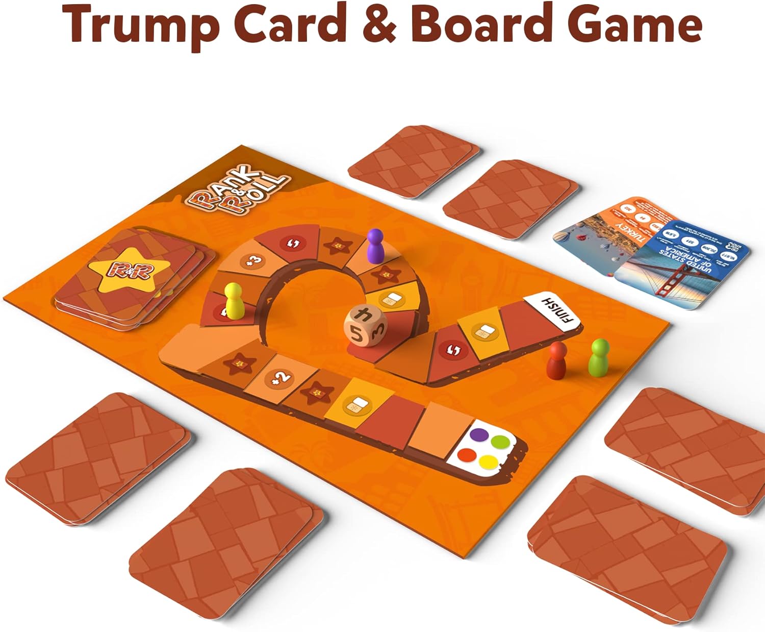 Skillmatics Trump Card & Board Game Rank & Roll Countries of The