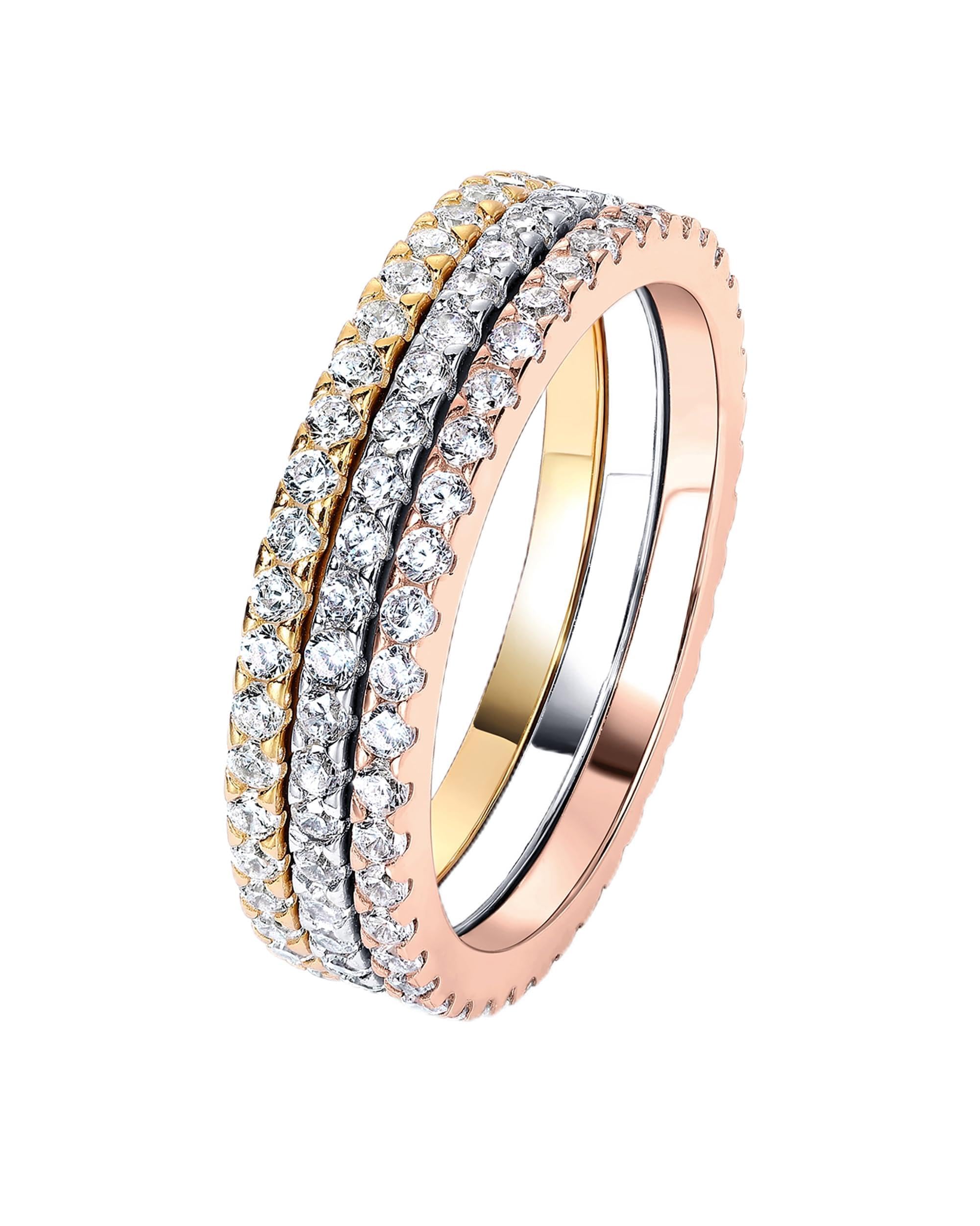 PAVOI 925 Sterling Silver Wedding Band for Women, 14K Gold Plated CZ Ring