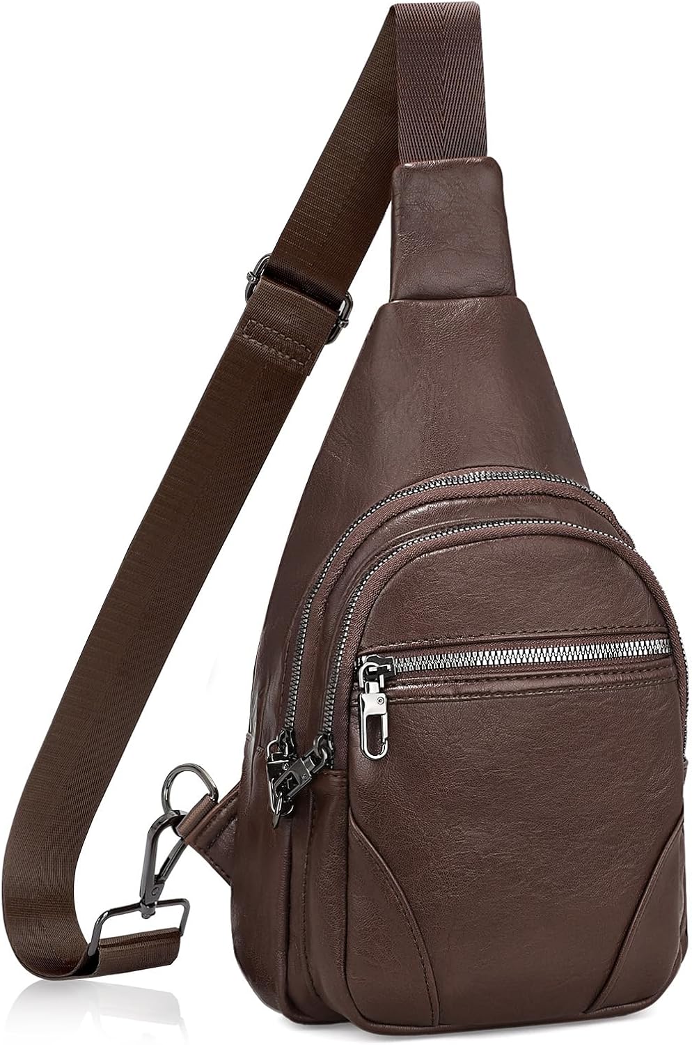 JASGOOD Anti Theft Crossbody Travel Bag for Women Men PU Leather Sling Bag with Adjustable Strap