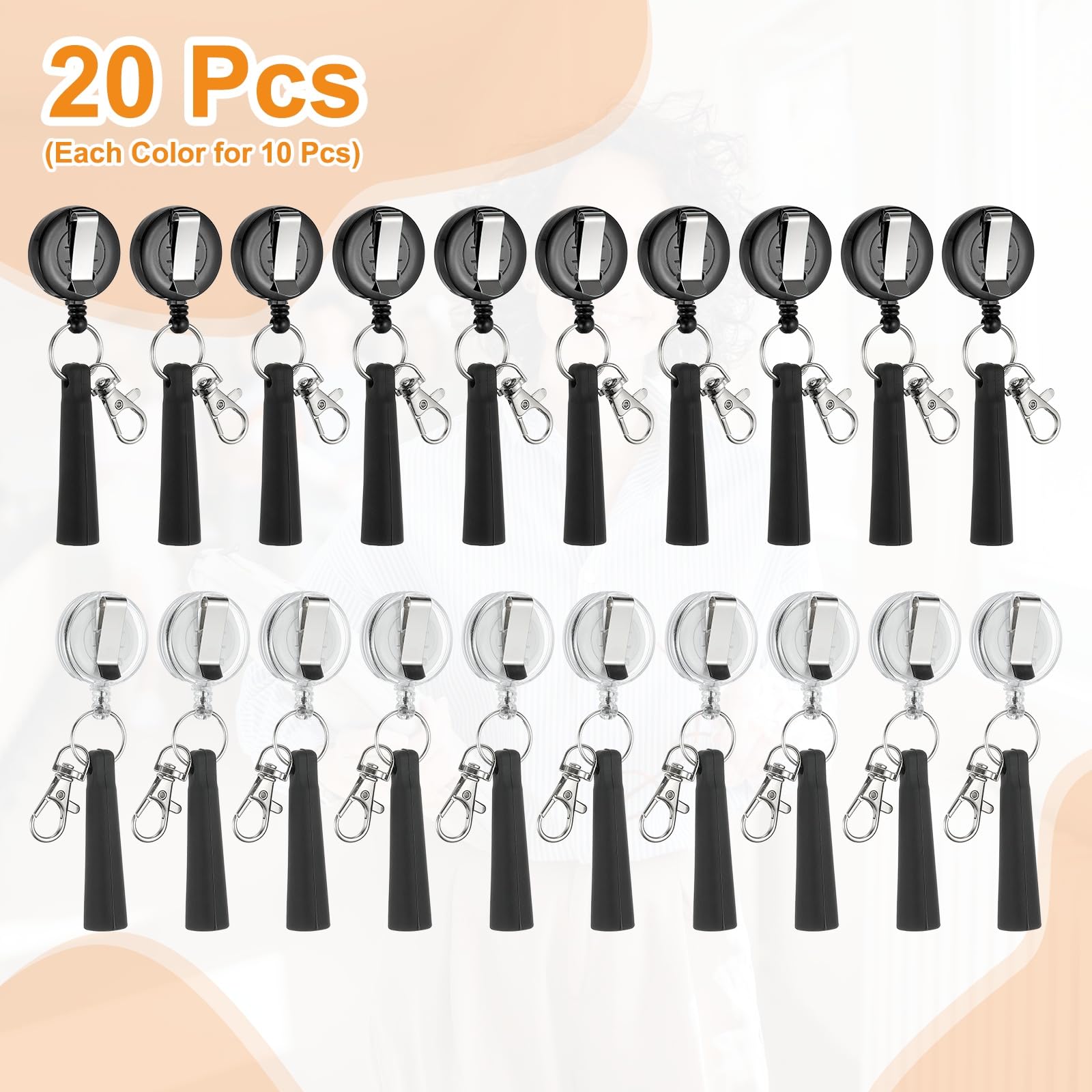 PATIKIL Retractable Pen Holder, 20Pcs Pull Pen Pencil Holder Elastic Silicone Grip Pencil Holder for Woodwork Bricklayer Markers and Carpenter Pencils, Clear/Black - Image 3