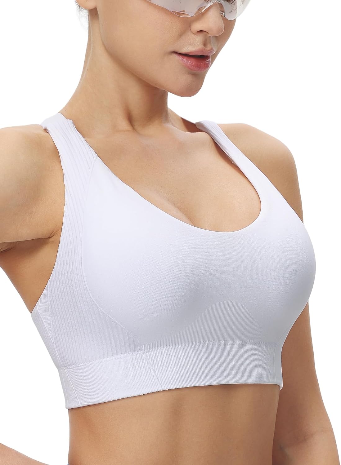 Sports Bra for Women High Support, Adjustable Straps, Padded Seamless Push Up High Impact Workout Bra for Running Yoga