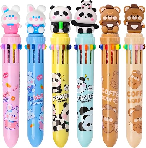 Miniatura 1 de Bolígrafo multicolor de 0.020 in, 10 en 1, retráctil, de dibujos animados, para oficina, suministros escolares, estudiantes, niños, regalo, 6