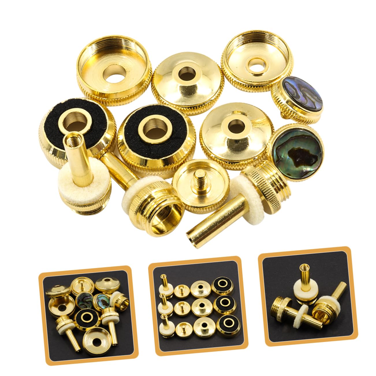 Juego de Botones de Pistón de Trompeta Dorados de Metal, Accesorios Portátiles para Mejorar la Precisión y Respuesta Exacta Teclas de Trompeta