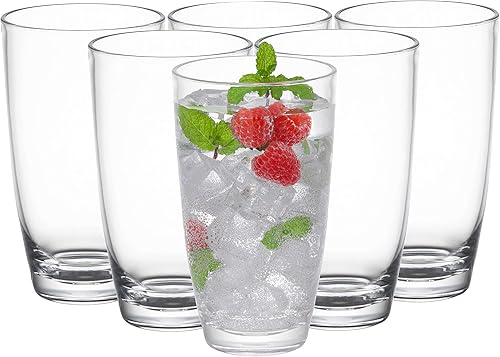 KLIFA - ETON, 20.8 onzas, juego de 6, vasos de acrílico Highball para beber, tazas de té helado, sin BPA, vasos de plástico apilables, aptos para