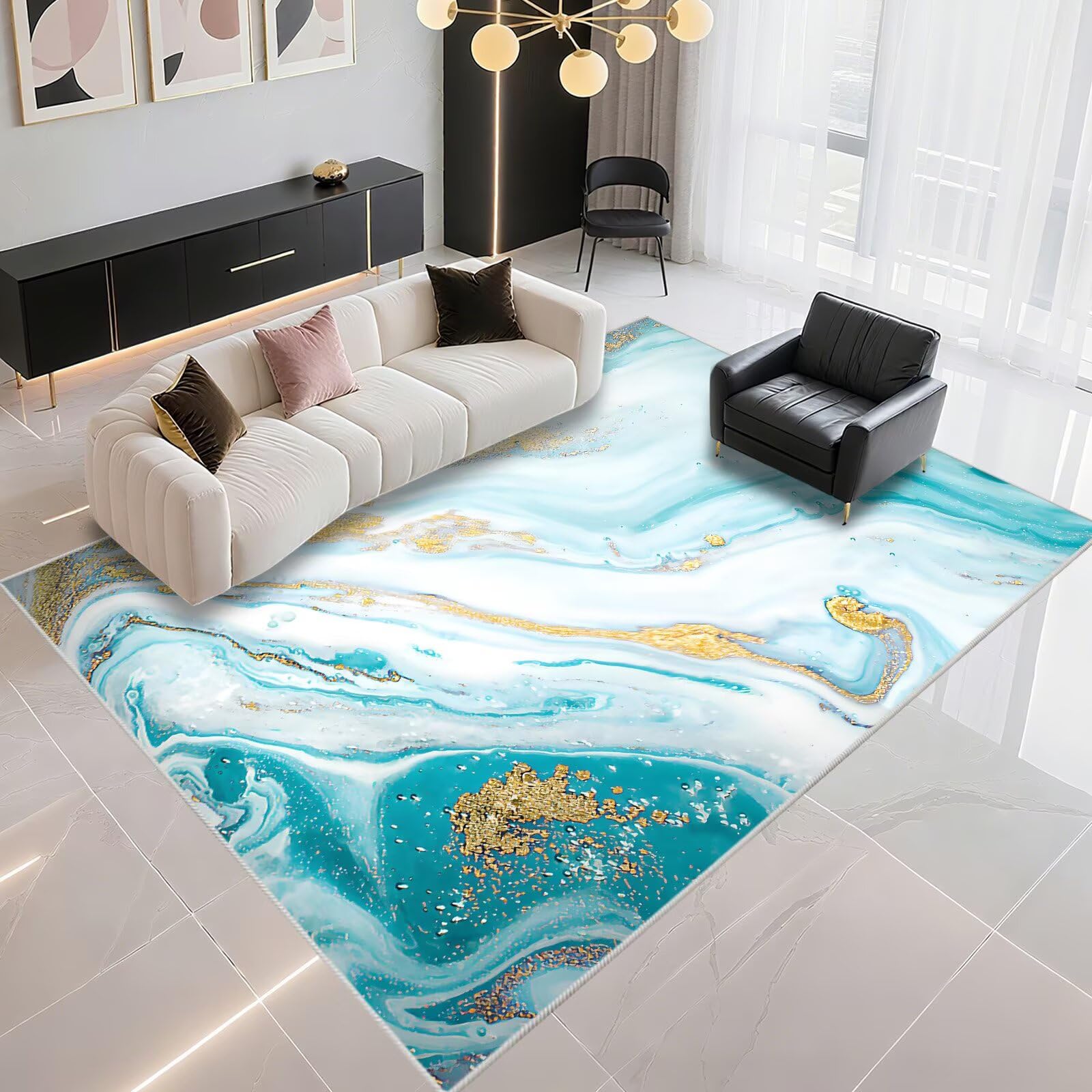 Tapis de cuisine 140x200cm bleu et jaune dégradé abstrait pour salon moderne