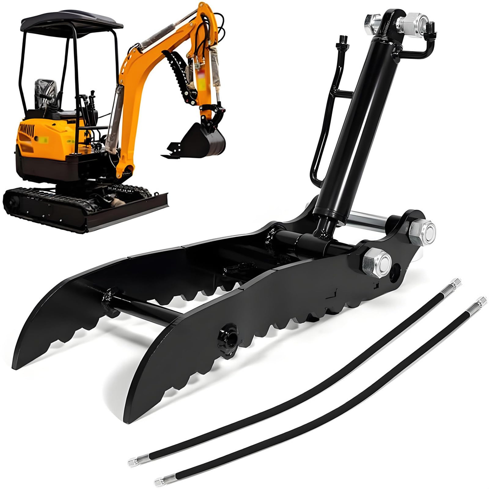 Uniwersalny chwytak hydrauliczny kciuk minikoparek, 2 przewodami hydraulicznymi wielofunkcyjny osprzęt pomocniczy łyżki koparki przeładunku złomu,recyklingu i prac budowlanych Singleholethumbclip
