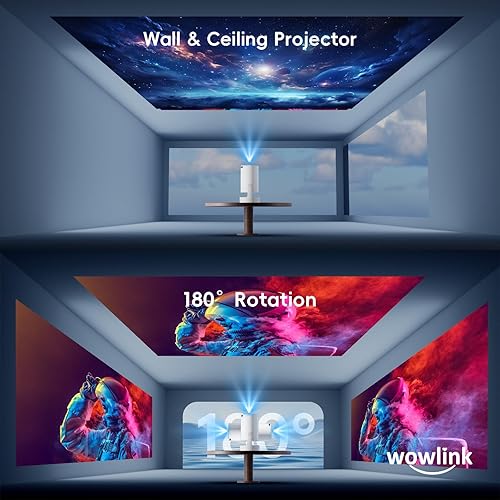Miniatura 5 de Aplicaciones integradas y actualizadas en 2025 Mini proyector con WiFi 6 y Bluetooth 5.4 compatible con 4K 1080P Auto Keystone Proyector giratorio