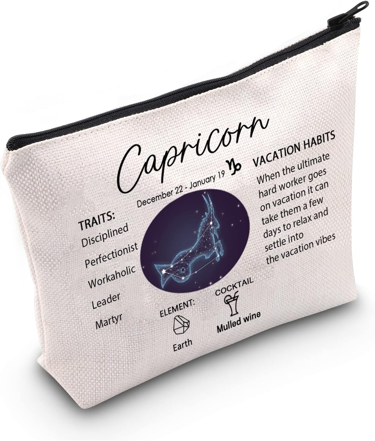 LEVLO 12 Constellation Travel Toiletry Bags 12 Zodiac Cosmetic Makeup Bag Christmas Mother's Day Birthday Gifts(Capricorn)