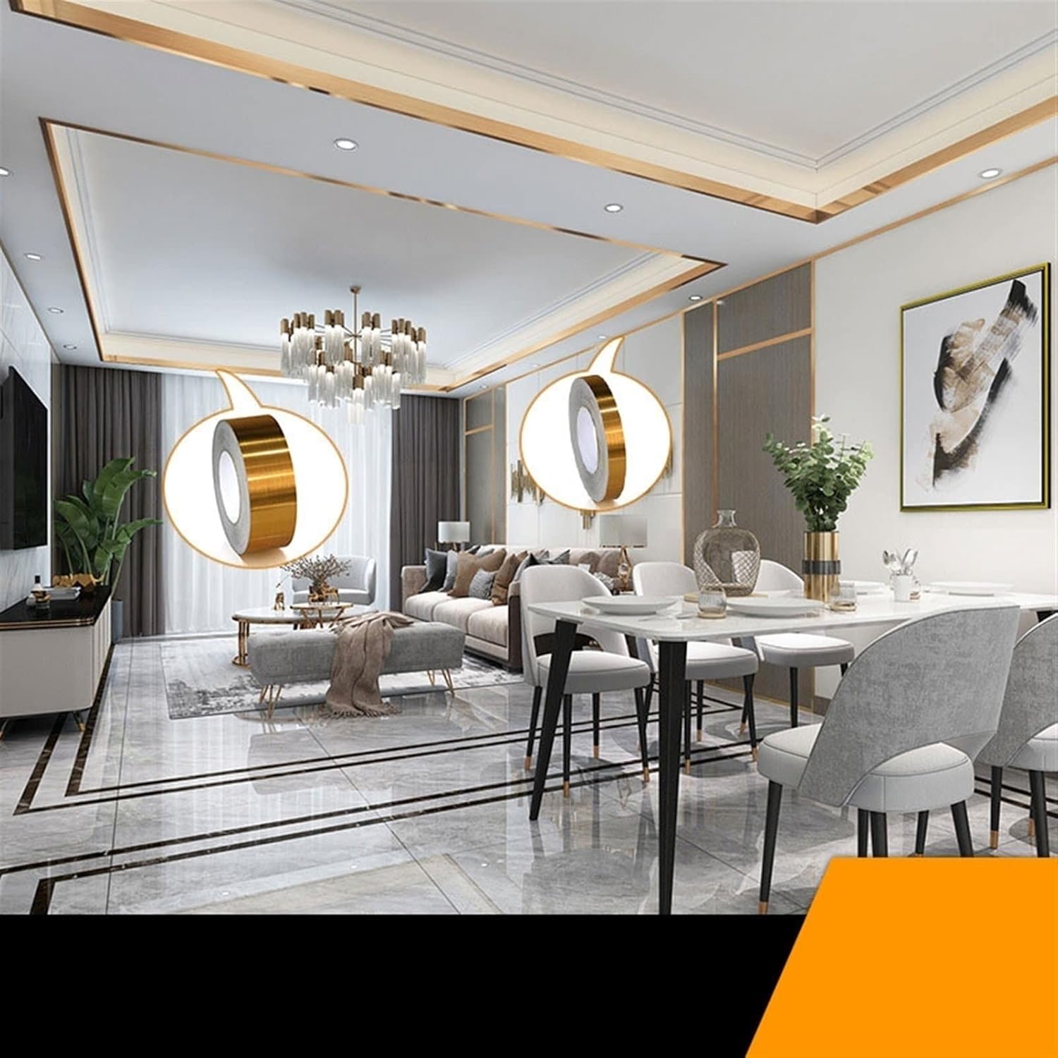 GQQGSHOP Self Adhesive Wall Border Wall Edging Strip Waterproof Wall Decor, Wall Panels Peel Off and Stick Ceiling Border Door Frame Waist Line Interior Decoration(1PCS,10M(L) x10CM(W))