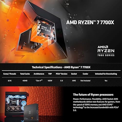 Miniatura 3 de INLAND Micro Center AMD Ryzen 7 7700X - Paquete de procesador de escritorio con ASUS TUF Gaming X670E-PLUS WiFi ATX placa base y unidad interna SSD