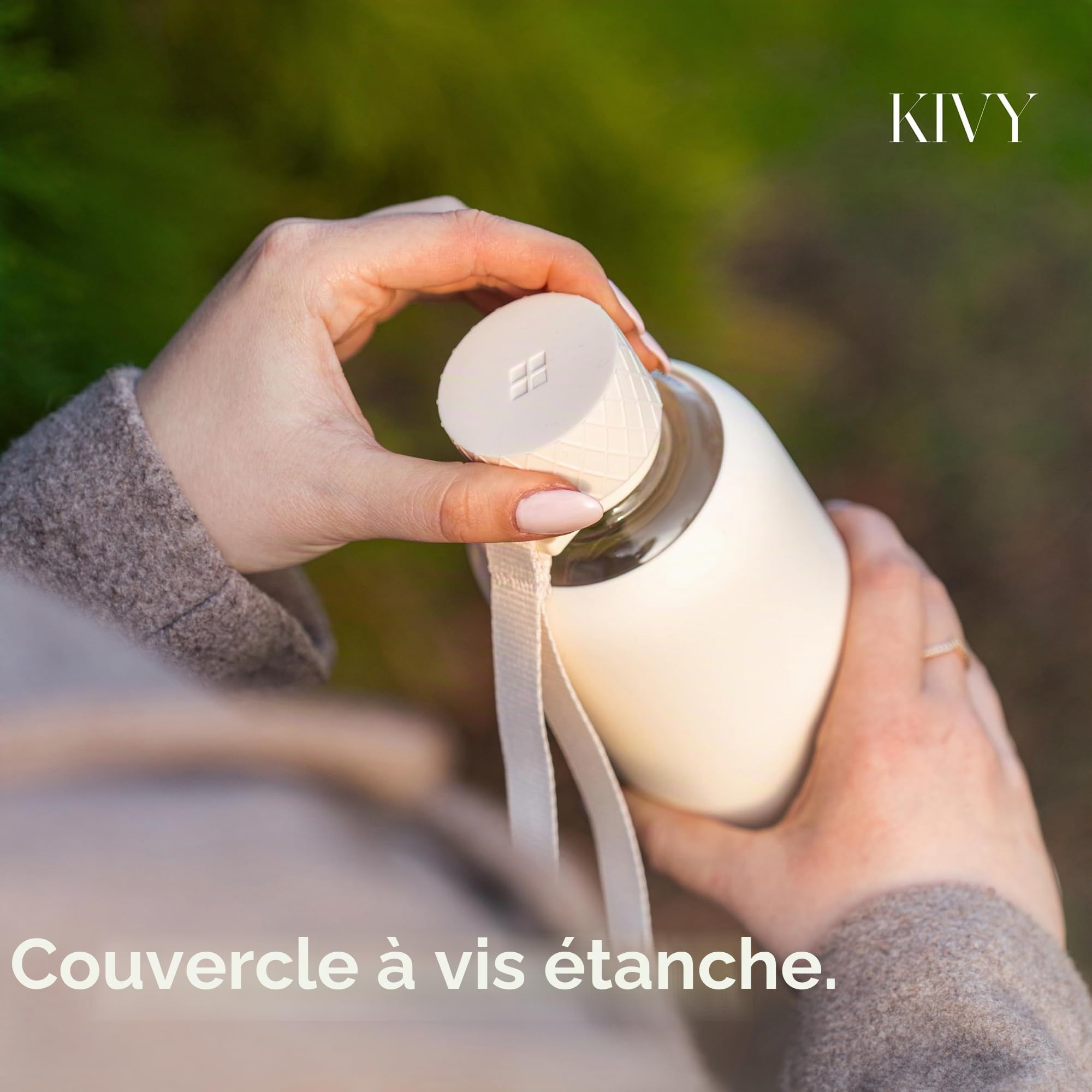 KIVY Gourde en verre de 1 l avec protection en silicone - Convient pour les
