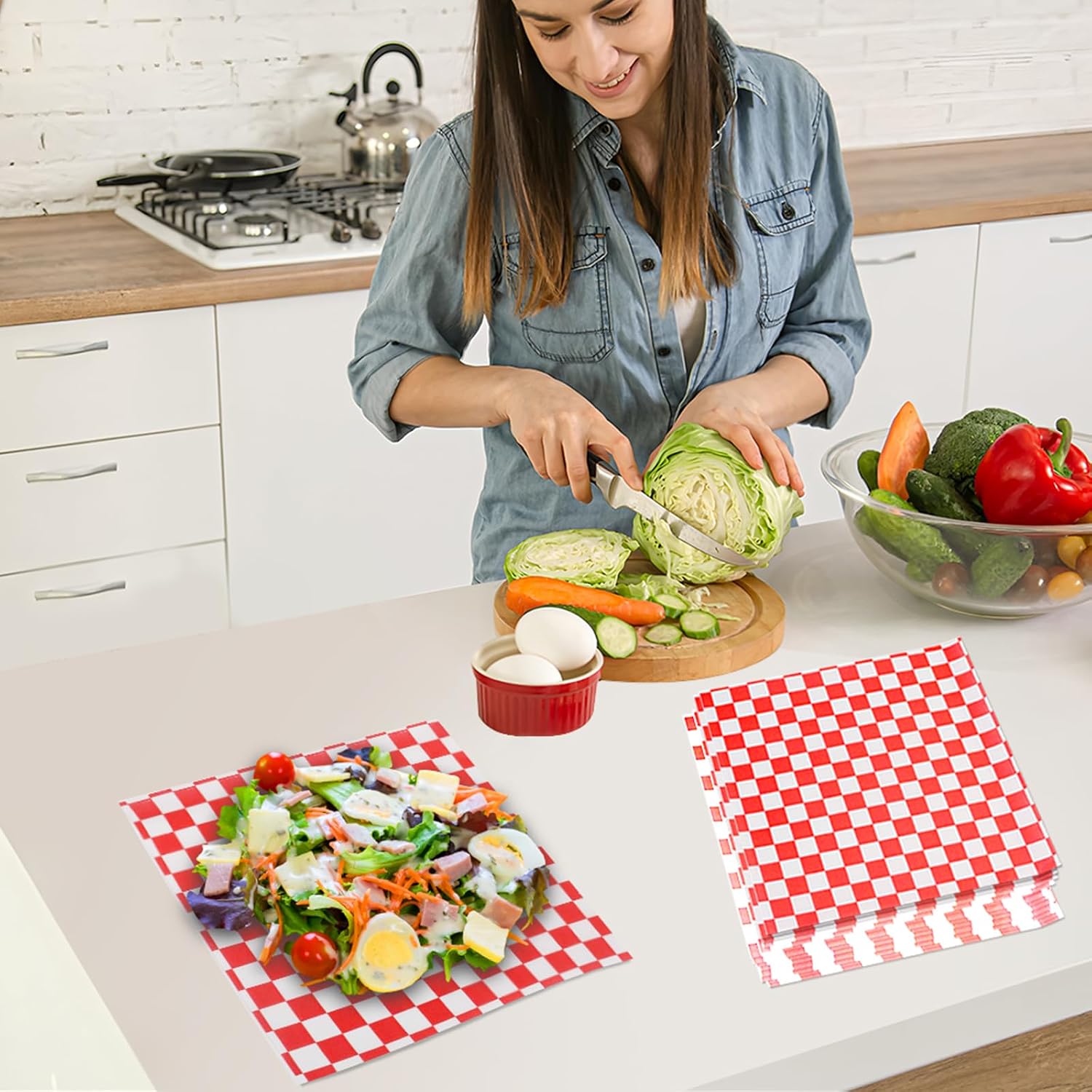 100Pcs Deli Paper Sheets, Grease Resistant Wax Paper Sheets for Food 7x7"