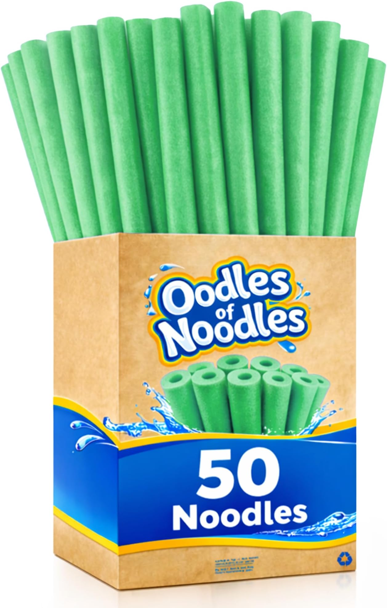 Oodles of Noodles Deluxe Rainbow Swimming Pool Noodles Foam- Pack of 50 - Approx. 48 inch x 2.5 inch Multi-Purpose Foam Tubes, Pool Floats for Water Fun, Exercise, Crafts, Padding, Insulation & More