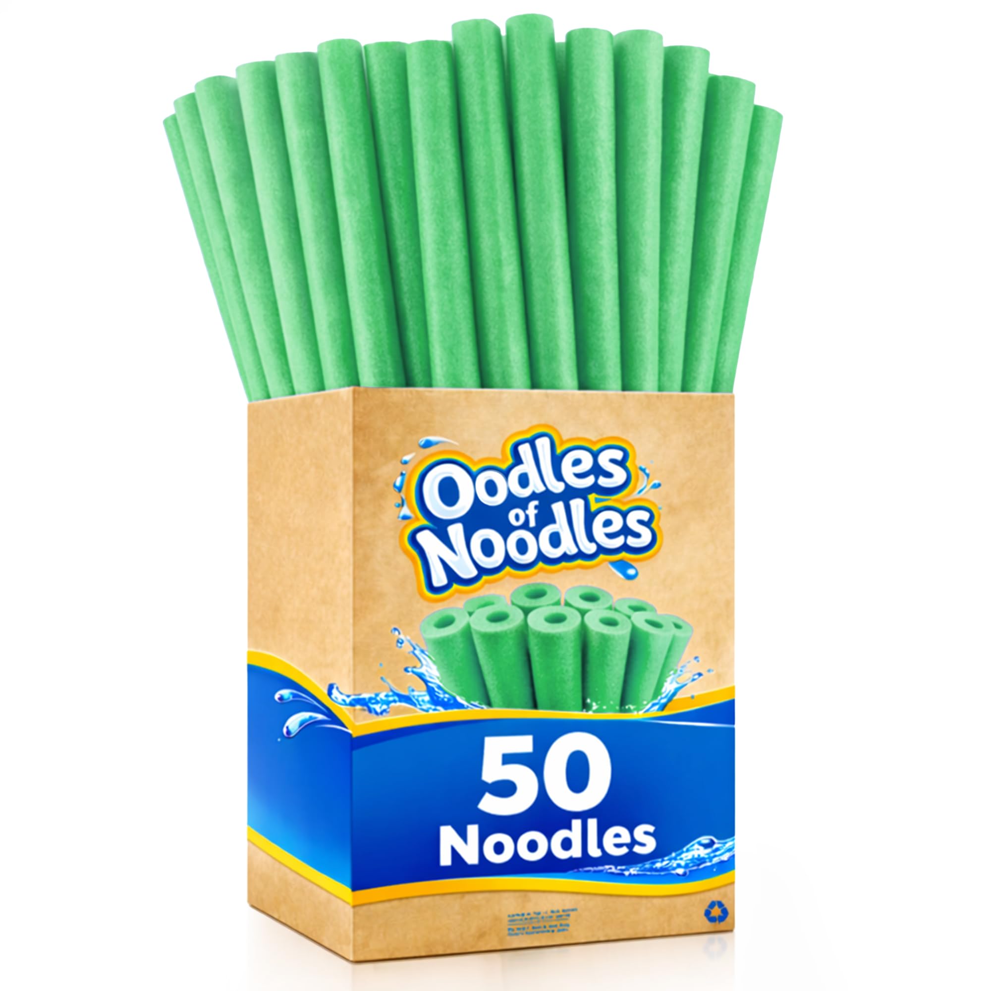Oodles of Noodles Deluxe Rainbow Swimming Pool Noodles Foam- Pack of 50 - Approx. 48 inch x 2.5 inch Multi-Purpose Foam Tubes, Pool Floats for Water Fun, Exercise, Crafts, Padding, Insulation &amp; More