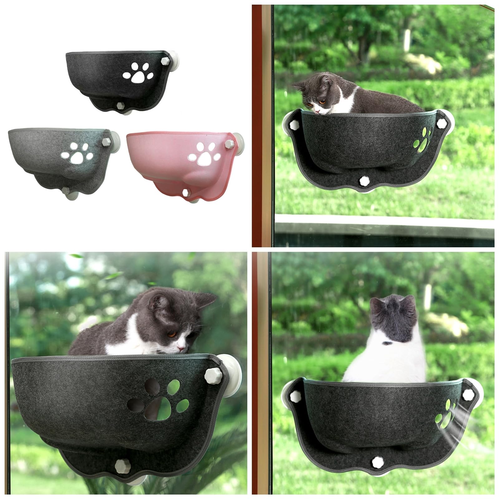 XISAOK Cats Window Seats Suction Cup Hammock Cats Winter Window Perch Relaxing Bed Window Bed Lounger Mounted House Cats Supply