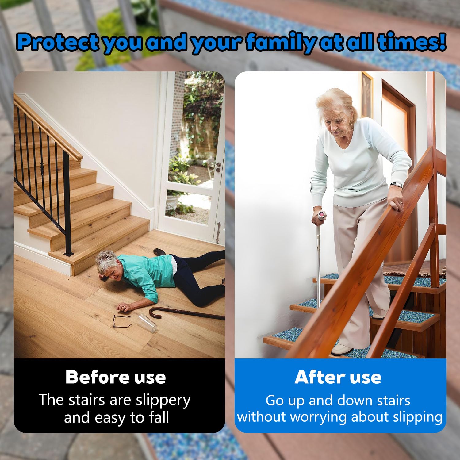 Blue Rubber Anti Slip Tape 6Inchx16.5Feet，Blue Non Slip Tape for Pool,Stair Steps,Bathroom,Trails,tub,Boats,ramp,Stairs Grip Tape,No Skid, High Traction Friction