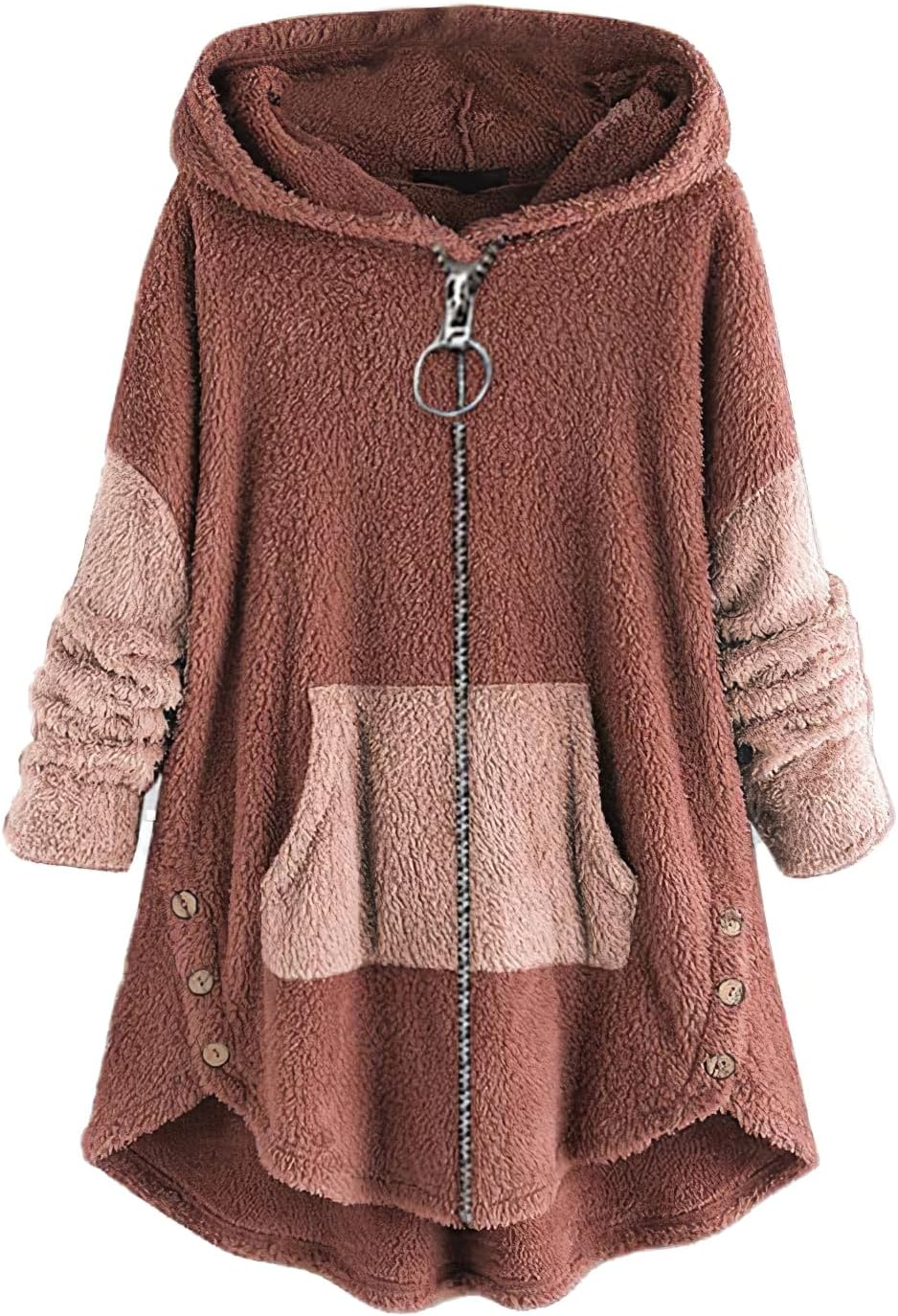 Akivide Women's Oversized Zip Up Sherpa Hoodie Fuzzy Fleece Jacket Cat Kitty Print Lightweight Faux Shearling A Line Coat