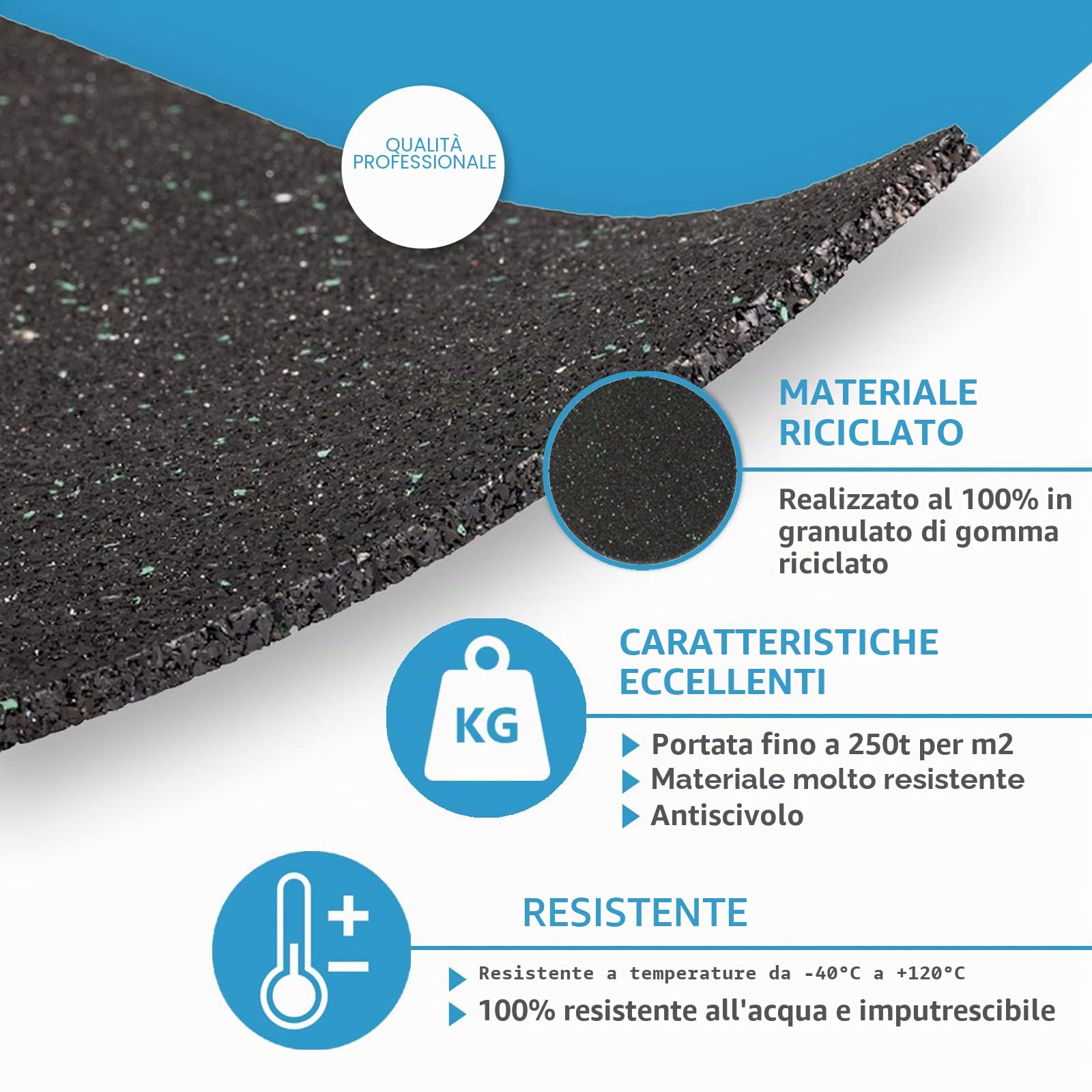 100 pezzi 20 mm per terrazze in granulato di gomma, per terrazze
