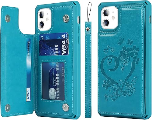 Miniatura 219 de Cavor for iPhone 11 Wallet Case with Card Slots Holder,Premium PU Leather Kickstand Feature Case [Wrist Strap] Double Magnetic Clasp Shockproof Flip