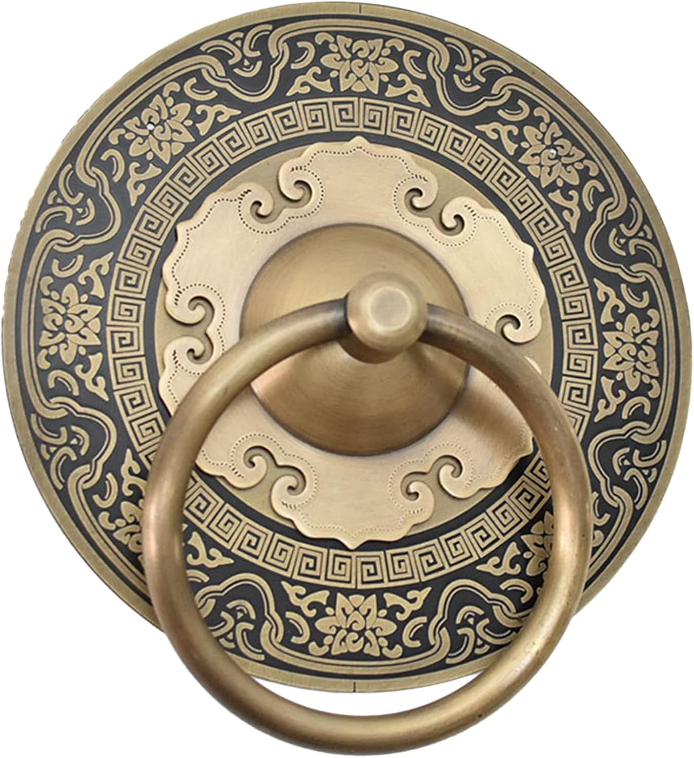 Antique Bronzed Front Door Knocker, Chinese Traditional Copper Furniture Hardware Door Pull Handle for Cabinets Wardrobes Cupboards (Size : 14cm/5.5in)