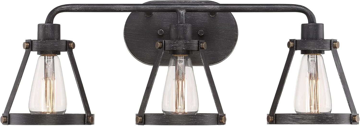 Designers Fountain Wicker Park 2 Light Bathroom Vanity Light Fixture, Weathered Pewter, D212M-2B-WP