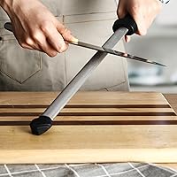 Vista 7 de hecef Acero afilador de 10 pulgadas, barra de afilado de carbono de diamante, afilador de cuchillos afilado, acero de afilado antideslizante