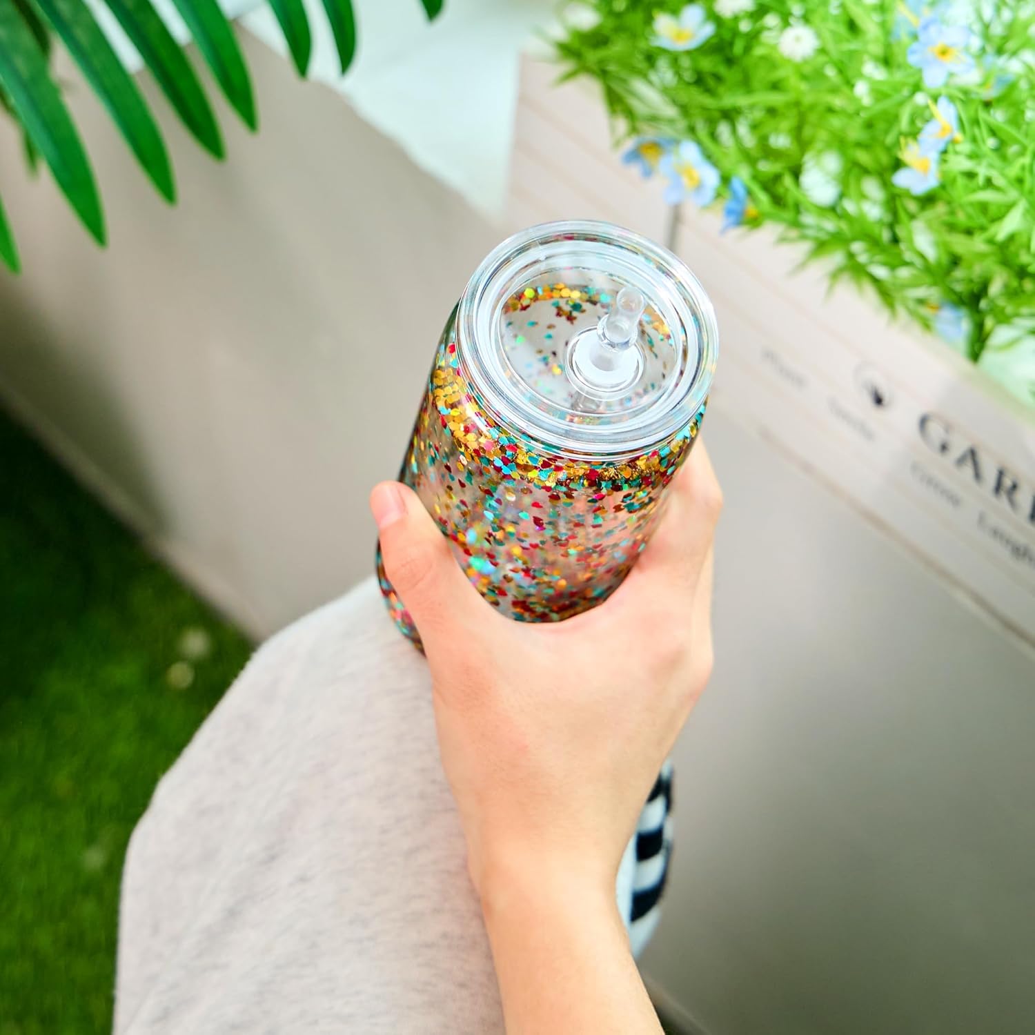 6 Pack 16 oz Acrylic Snow Globe Tumbler Double Wall Plastic Snowglobe Tumbler Cups with Pre-Drilled Hole, 100% Leak Proof, with Bamboo Lids & Clear Lid, for Snow Globe Glitter DIY Gift - Image 6