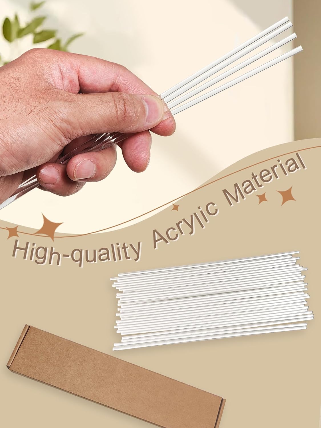 50PCS Clear Acrylic Rods Sticks 12" Length 1/8"(3mm) Dia Cake Topper Sticks