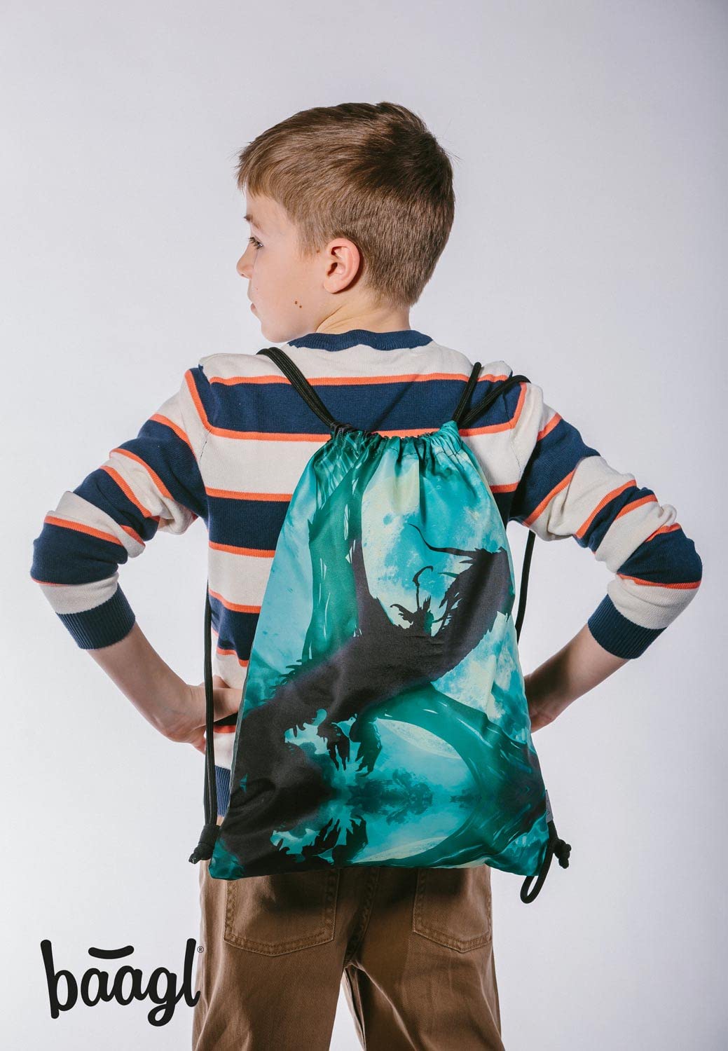 Baagl Juego de 3 mochilas escolares Ergo para 1ª clase, mochila ergonómica para escuela primaria con correa para el pecho, dragón, Juego de mochila escolar