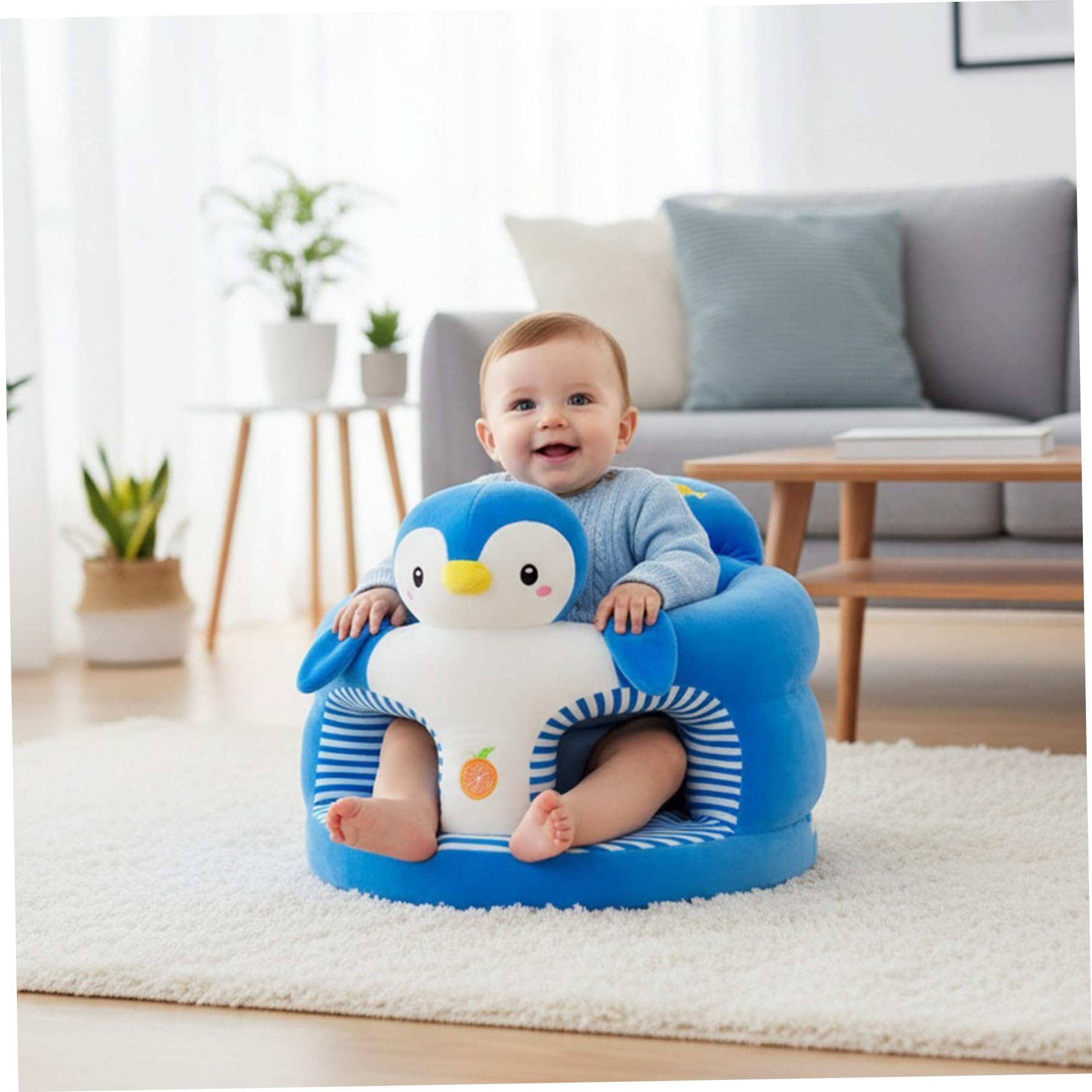Baby Sit Me Up-Sitz, Cartoon-Pinguin, Babysitzstütze für Babys von 0–36 Monaten, weicher Kleinkindstuhl für Schlafzimmer, Wohnzimmer, Kinderzimmer, Wohnung, Sitzstütze