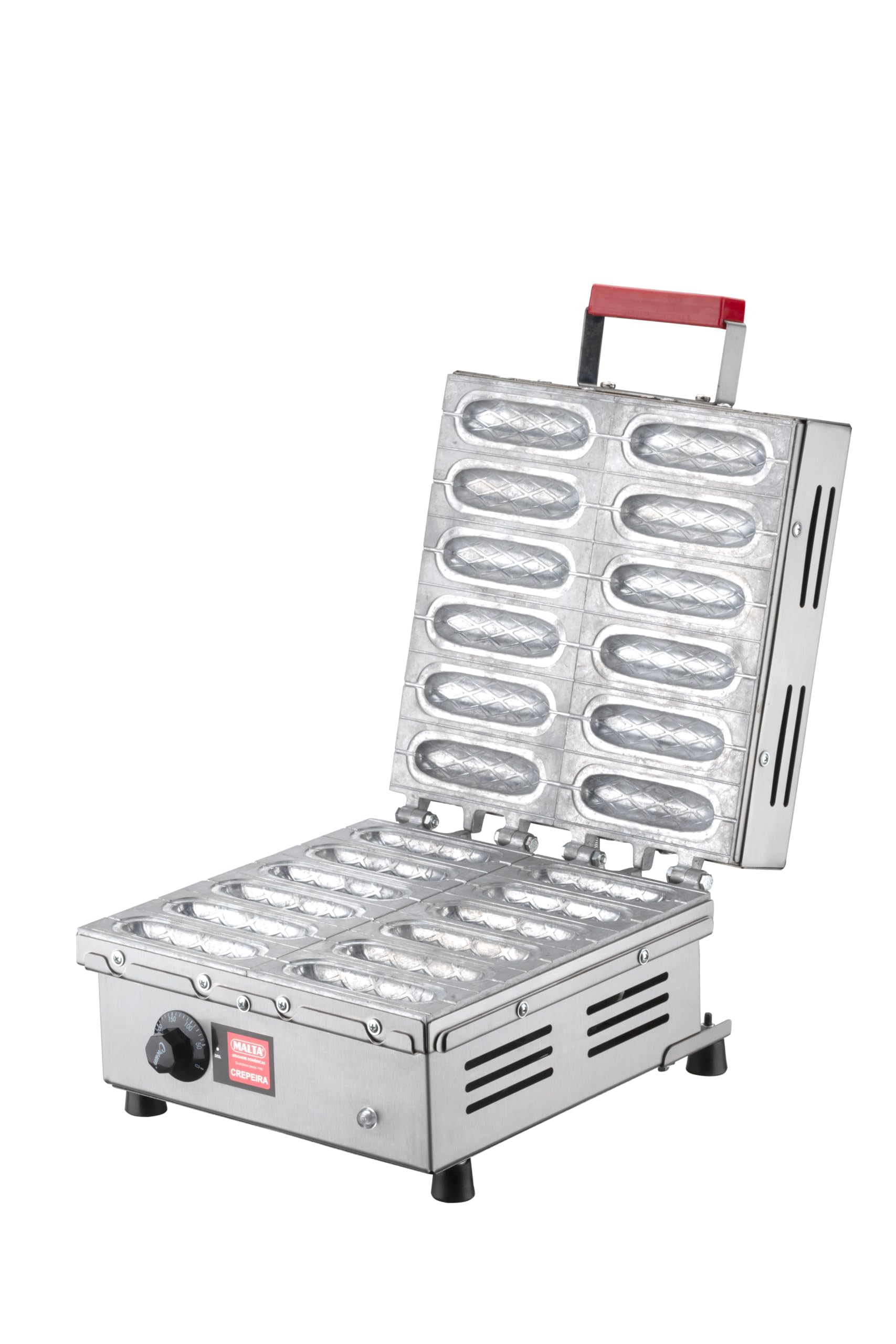 Malta Crepeira Elétrica 12 Cavidades 220V Inox 2000W Prensa Alumínio Maciço com