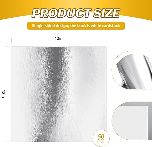 Miniatura 2 de 50 hojas de cartulina dorada brillante de 12 x 12 pulgadas, papel metálico, cuadrado, multiusos, para cumpleaños, festivales, tarjetas,