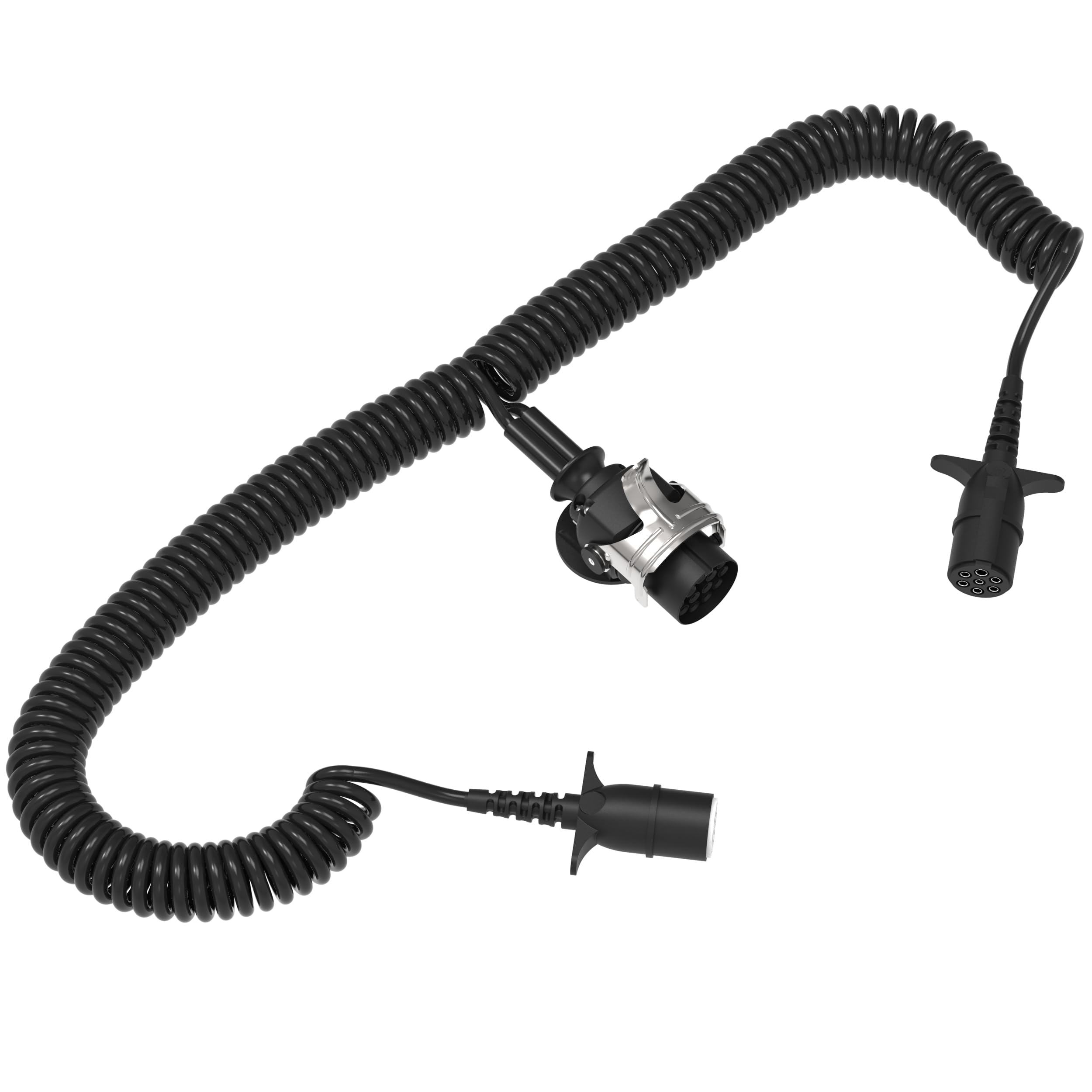 AUPROTEC Kabel spiralny do przyczepy, 24 V, 4 m, 15-pinowy, 7-pinowy, typ N+S, wtyczka overmoulded, kabel adapterowy, kabel połączeniowy do samochodów ciężarowych, samochodów osobowych, NFZ, przyczep