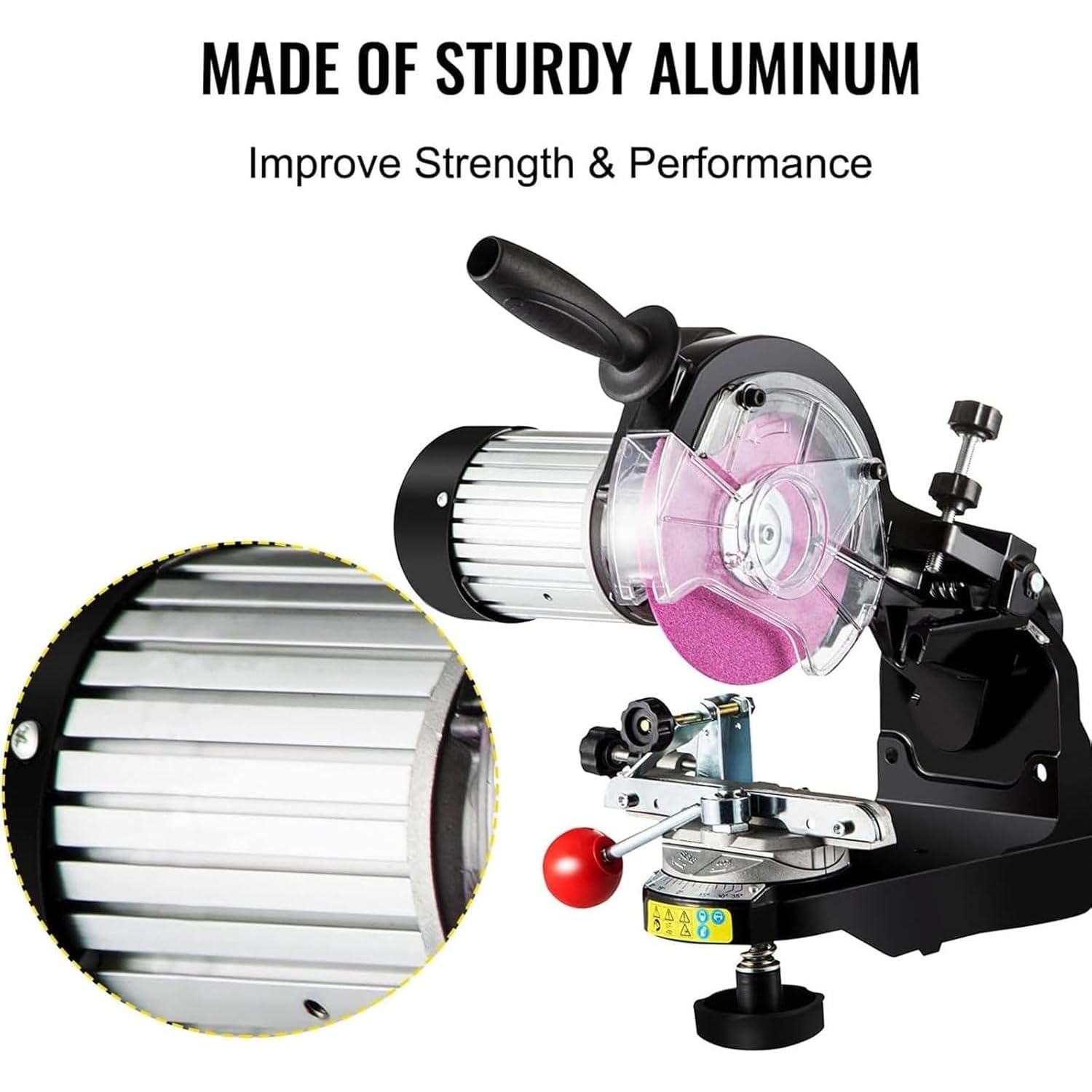Afiladora de motosierras de 230 W, Amoladora de Cadenas portátil, ángulo Ajustable de 0 a 35°, 2 muelas afiladoras, para Uso doméstico, Industrial y Comercial.