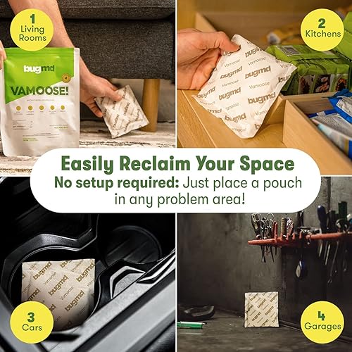 Miniatura 4 de BugMD Vamoose - Bolsas repelentes de roedores (1 paquete, 4 bolsas), ratas alimentadas por plantas, disuasorio de ratones para interiores