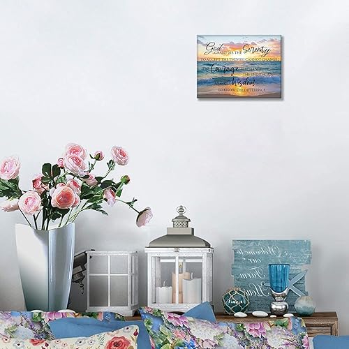 Miniatura 3 de Arte de pared de oración de serenidad costera, con citas de escrituras de paisaje marino, impresiones en lienzo, cuadros de playa del océano, obras