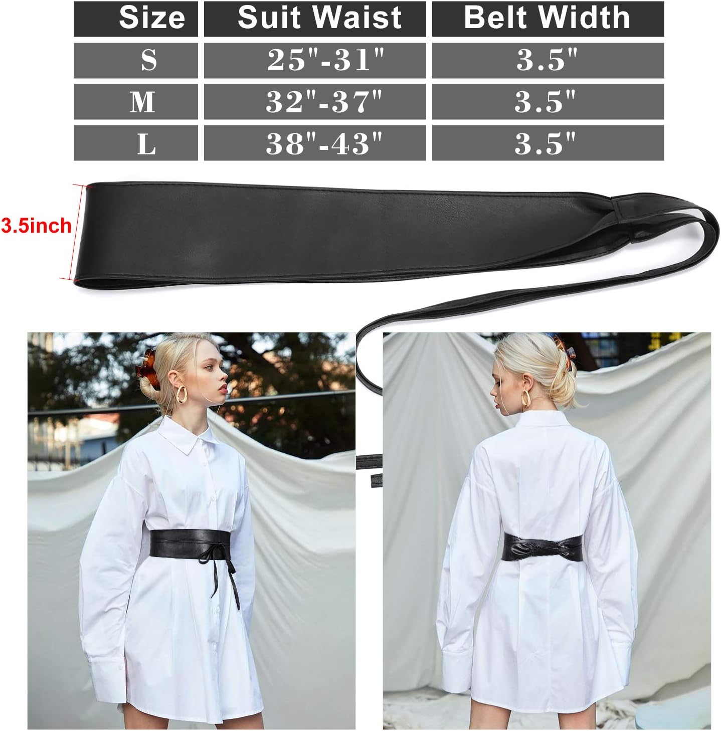WERFORU Women Obi Belt PU Leather Self Tie Wrap Wide Halloween Waistband Boho Belt for Costumes - Image 5