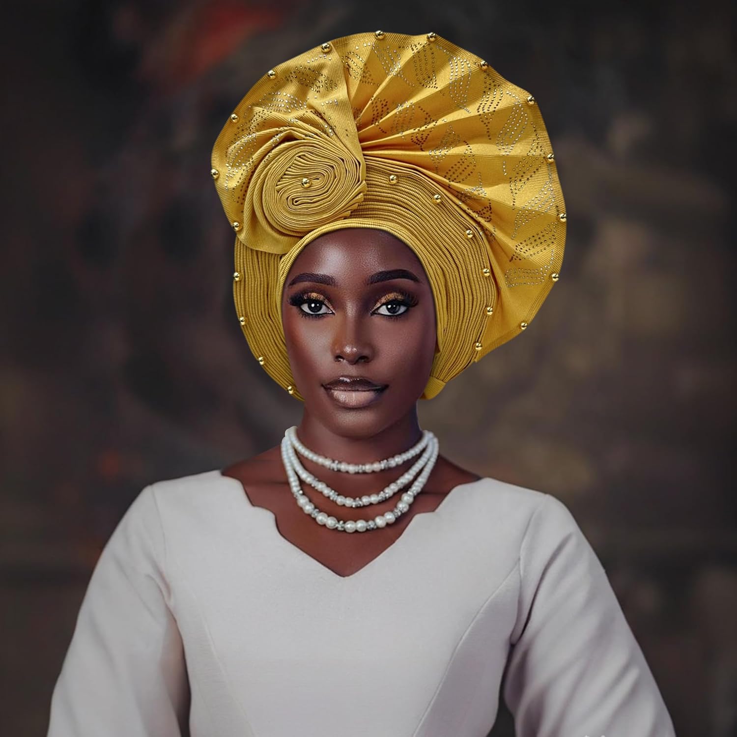 Auto Gele African Head Tie of Nigeria ASO Oke Headwraps Hat Turban Wedding Party Handmade Elegant Hair Wear Cap for Women - Image 3