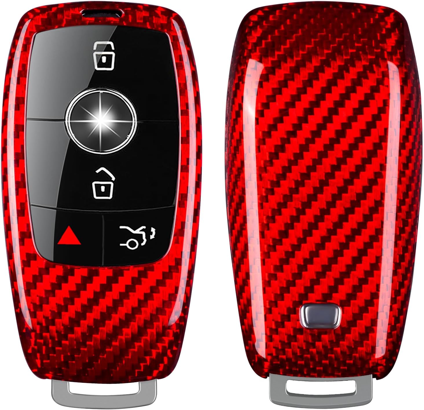 T-carbon Real Glass Fiber Key Fob Cover Compatible with Mercedes Benz,Key Fob Protector fits for Mercedes Benz A B C E S CLA CLK CLS GLA GLC GLE GLK SLK AMG Series Keyless Smart Key Fob,Red
