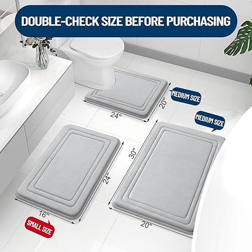 Miniatura 2 de Grandaily Alfombra de baño de espuma viscoelástica de 59 x 20 pulgadas, ultrasuave, antideslizante y absorbente, lavable a máquina, cómoda alfombra