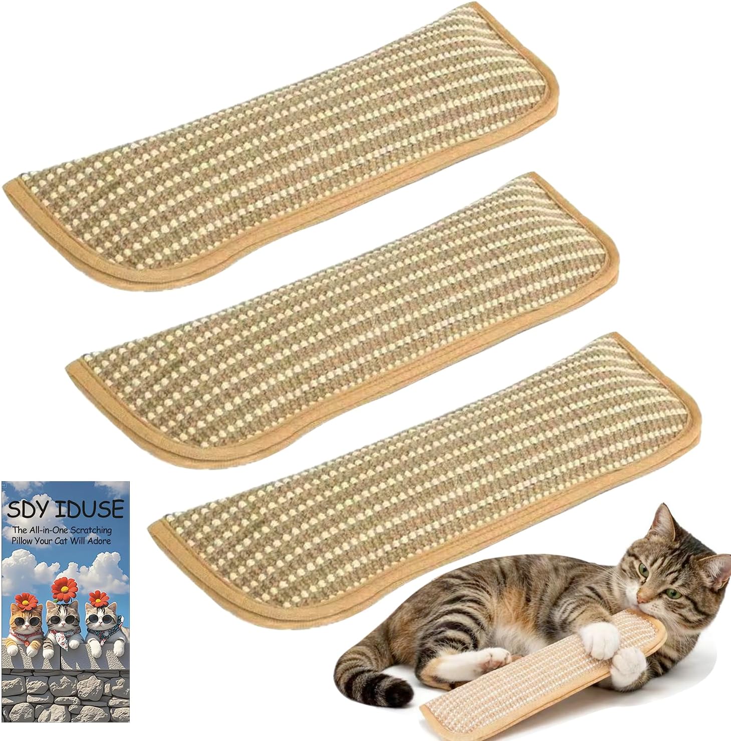 Cat Kicker Toys Pillow Sisal Catnip Cat Toys for Indoor Cat Kitten 3 Pack | 13inch Cats Toys Sticks for Bunny Kicking Boredom Breaker Interactive Cat Nip Kicker Toy for Large Cats