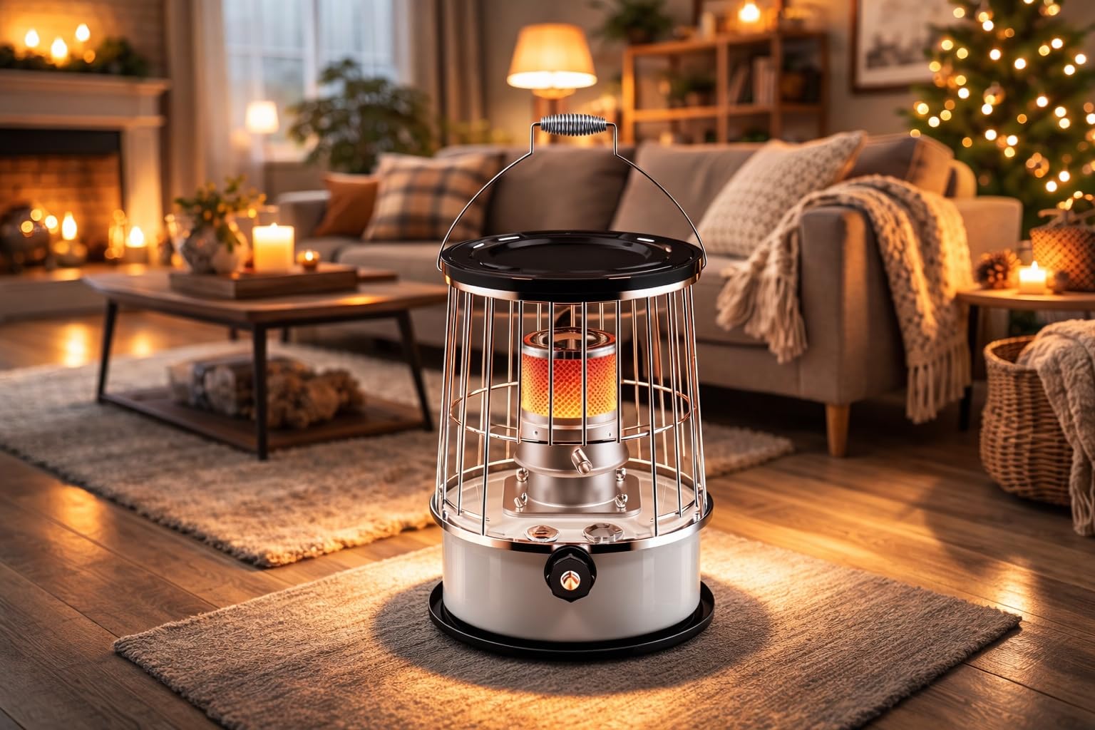 Chauffage à Pétrole Portable 2600W (8900 BTU) - Chauffage d’Appoint au Kérosène 6L avec Protection Anti-Basculement, Capteur d’Oxygène et Arrêt Automatique - Idéal Camping, Atelier, Abri