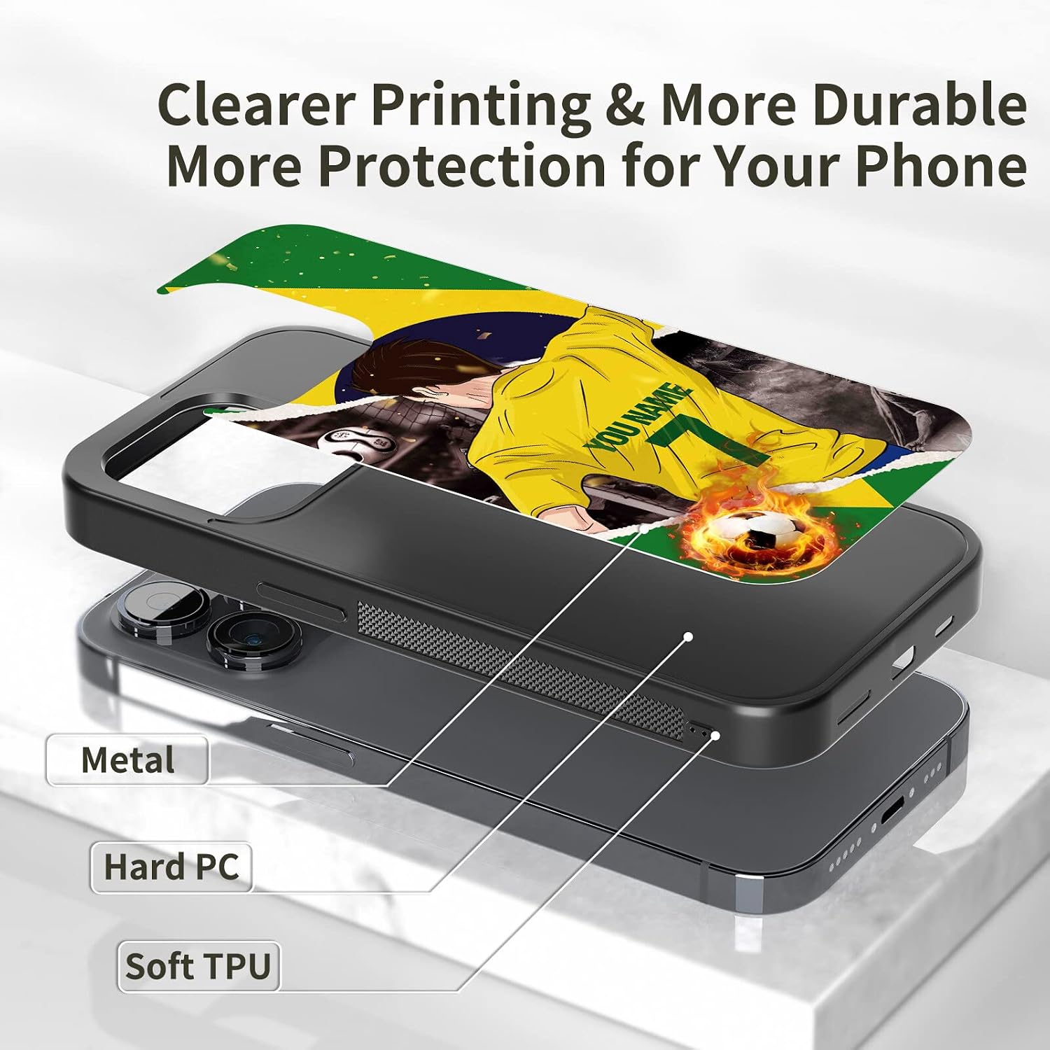 Custom Phone Cases Footbal Soccer Team Jersey Design for iPhone 11 12 13 14 15 16 17 Pro Max Plus Mini Xr Xs for Samsung S20 21 22 23 24 25 26 Ultra Plus FE for Moto G for Pixel (Brazil) image 2
