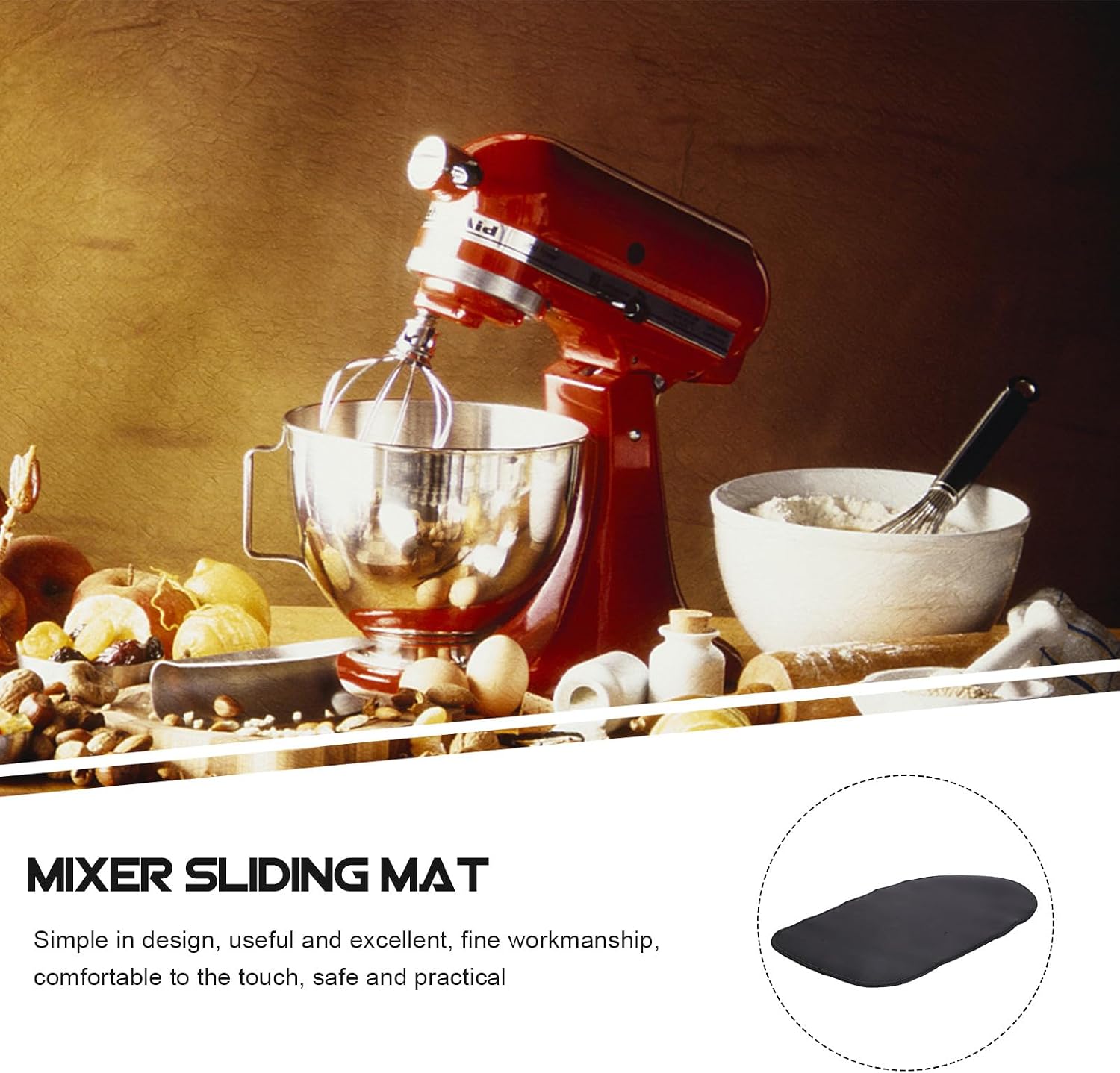 GALPADA Stand Mixer Slider Mat Large 33x22x3cm Silicone Appliance Pad Non-slip Kitchen Mixer Mover Mat for Countertop Use