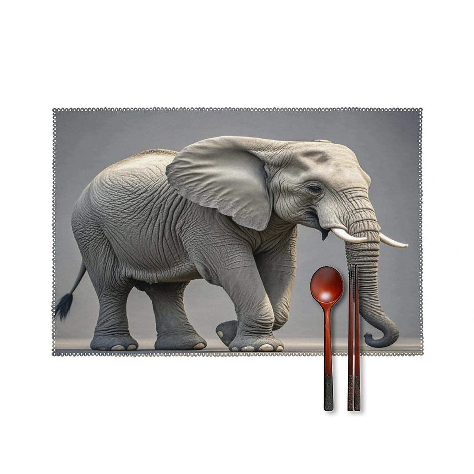 Elephant Placemats Set of 6 Heat Resistant Non-Slip Place Mats Washable Wipeable Table Mats Elegant Farmhouse Placemat for Kitchen Dining Outdoor Party Table Decor