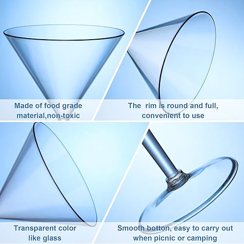 Miniatura 3 de Vasos de Martini de plástico de 10 onzas vasos de cóctel acrílicos irrompibles vasos de plástico vasos de postre vasos de cóctel vasos de bebidas