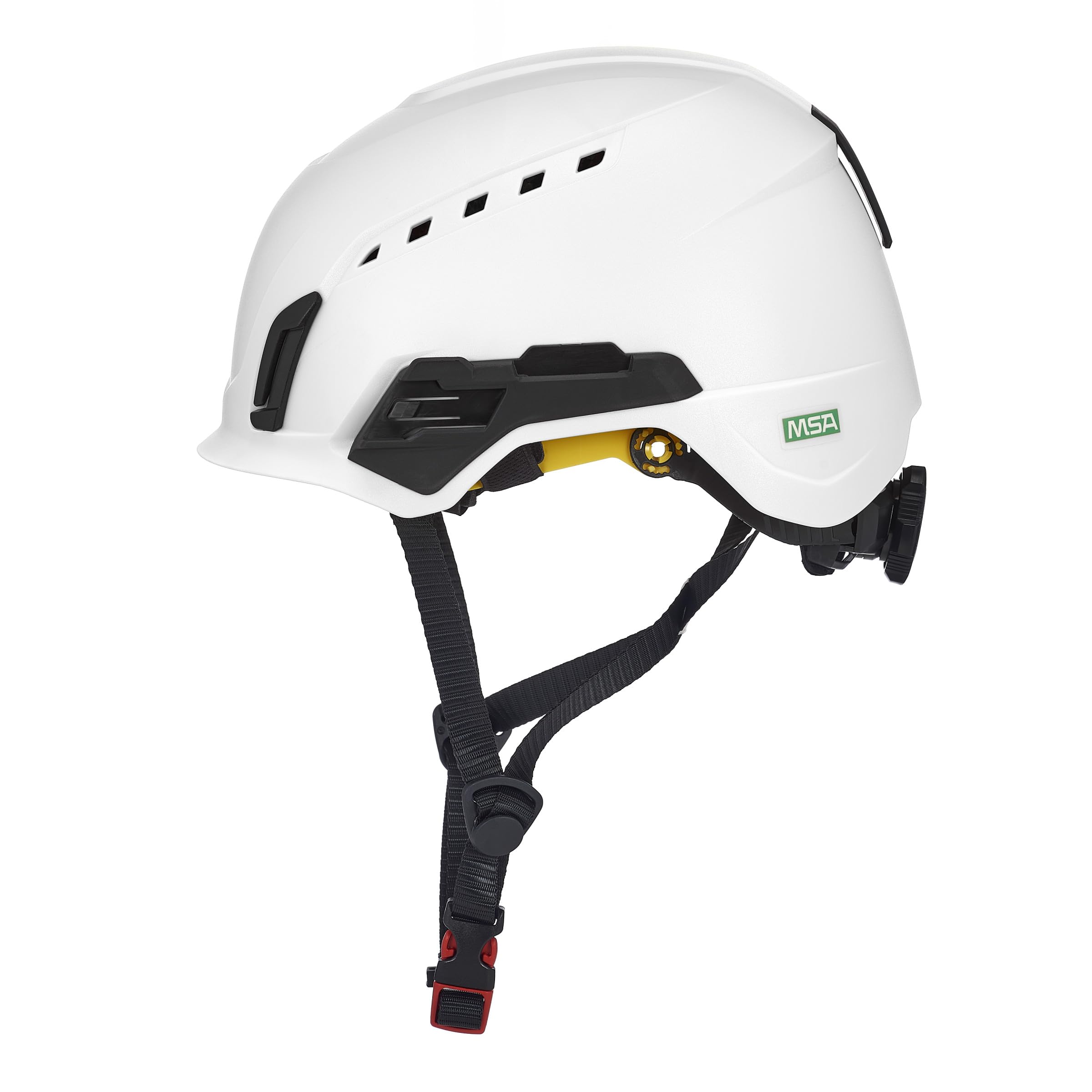 MSA 10242813 V-Gard H2 Pro Safety Type 2 Helmet with Comfortable Fas-Trac III Ratchet Suspension | Push-Button Accessory Rail and Universal Lighting Clips | MIPS® | Vented, Standard in White